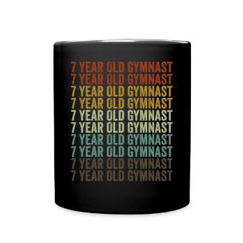 7 year old gymnast gymnastics - Full Colour Mug - black - Front