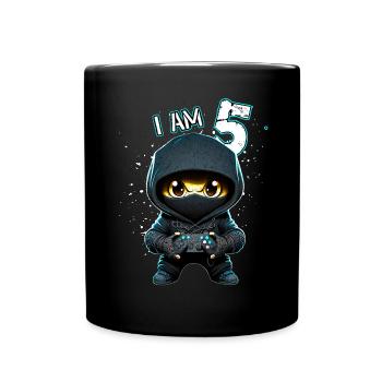 Children birthday 5 years - video games and gamers - Tasse einfarbig - Schwarz - Vorne