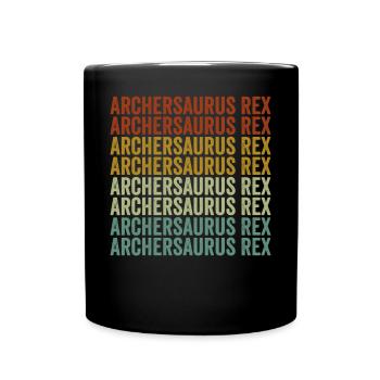 Bogensaurus Rex Bogenschütze Bogen und Pfeil Rex B - Tasse einfarbig - Schwarz - Vorne