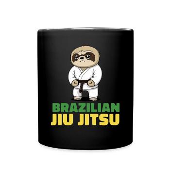 Brazilian Jiu Jitsu und Grappling Faultier - Tasse einfarbig - Schwarz - Vorne