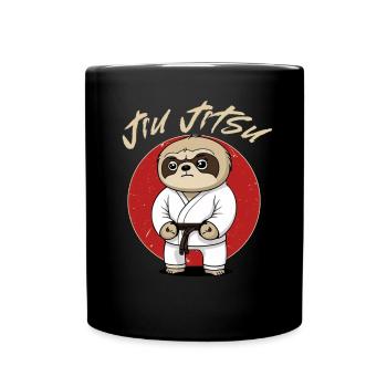 BJJ MMA Faultier - Lustiges brasilianisches Jiu - Tasse einfarbig - Schwarz - Vorne