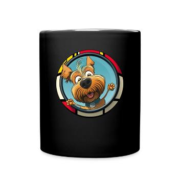 Hunde Cartoon Yorkshire Terrier Design - Tasse einfarbig - Schwarz - Vorne