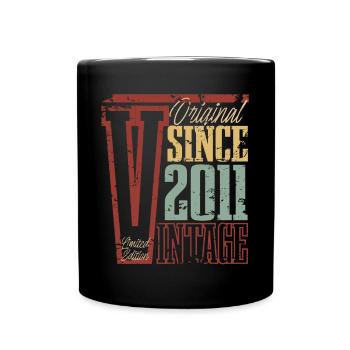 2011 Anniversaire Année de naissance Année de construction Vintage Rétro - Mug uni - noir - Devant