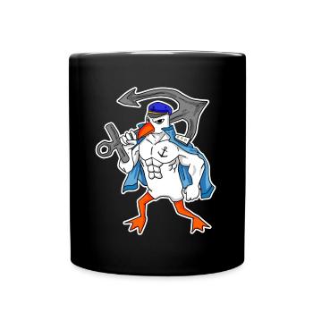 Nordsee Möwe mit Anker - Tasse einfarbig - Schwarz - Vorne