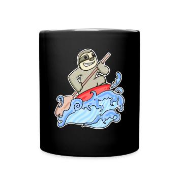 Stand Up Paddling Faultier - Tasse einfarbig - Schwarz - Vorne