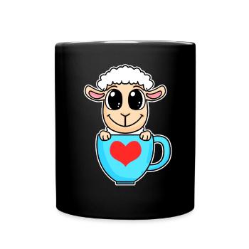 Sheep Heart Coffee Love - Heart Motif - Full Colour Mug - black - Front