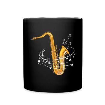 Saxophonist Colorful Music Notes For Saxophone Pla - Full Colour Mug - black - Front