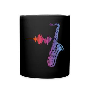 Saxophone Heartbeat / Fréquence pour Saxophone Playe - Mug uni - noir - Devant