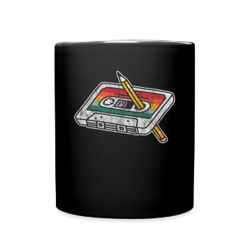 80er Jahre 90er Jahre Kassette Stift Retro Lustig - Tasse einfarbig - Schwarz - Vorne