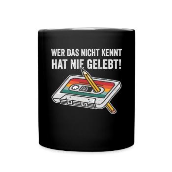 80er Jahre 90er Jahre Kassette Stift Retro Lustig - Tasse einfarbig - Schwarz - Vorne