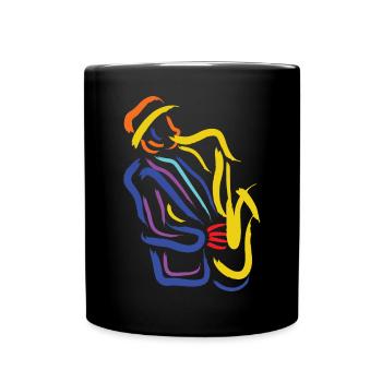 Saxophoniste abstrait Musicien de jazz - Pour saxophones - Mug uni - noir - Devant
