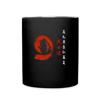 7 Tugenden eines Samurai Japanische Zeichen - Tasse einfarbig - Schwarz - Vorne