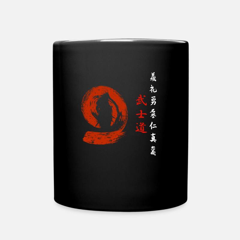 7 Tugenden eines Samurai Japanische Zeichen - Tasse einfarbig - Schwarz