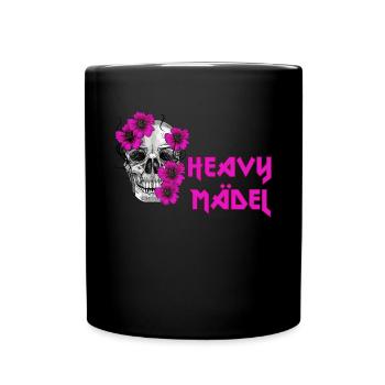 Rockerbraut Heavy Mädel Metal Musik Totenkopf - Tasse einfarbig - Schwarz - Vorne
