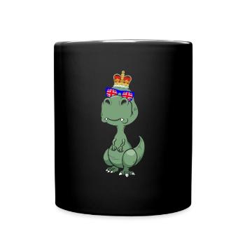 Dino Queen Elizabeth II British Crown T-Rex - Full Colour Mug - black - Front