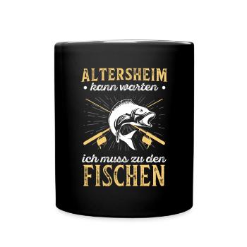 Angeln Fishing Fisher Angelrute Karpfen Rute Fisch - Tasse einfarbig - Schwarz - Vorne