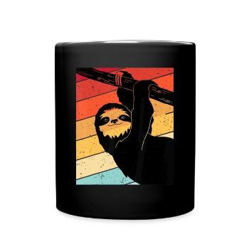 Retro Sloth idea, Kids Sloth T idea, Cute Sloth Lo - Full Colour Mug - black - Front