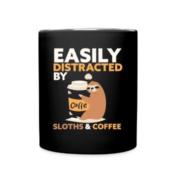 Easily Distracted By Sloths And coffee Sloth coffe - Full Colour Mug - black - Front
