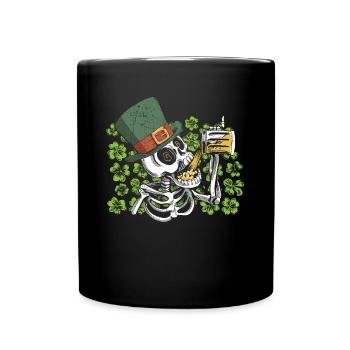 Skeleton Leprechaun Clover Beer Mug - St - Mug uni - noir - Devant