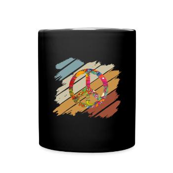Hippie Peace Groovy Flowerpower Boho Woodstock - Full Colour Mug - black - Front