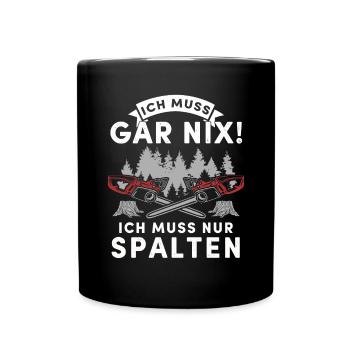 Holz Geschenke Chainsaw Kettensäge Waldarbeiter - Tasse einfarbig - Schwarz - Vorne