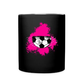 Fußball Tshirt Herren Damen Soccer Football - Tasse einfarbig - Schwarz - Vorne