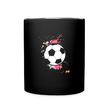 Fußball Tshirt Herren Damen Soccer Football - Tasse einfarbig - Schwarz - Vorne