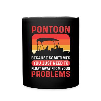Pontonbootfahren. Float Away Pontoon Boat Kapitän - Tasse einfarbig - Schwarz - Vorne