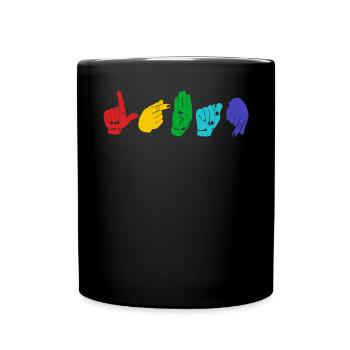 Conscience ASL LGBTQ. Langage de signalisation manuelle. - Mug uni - noir - Devant