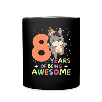 Âne pour les enfants de 8 ans de huit ans - Mug uni - noir - Devant