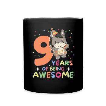 Âne pour les enfants de 9 ans de neuf ans - Mug uni - noir - Devant