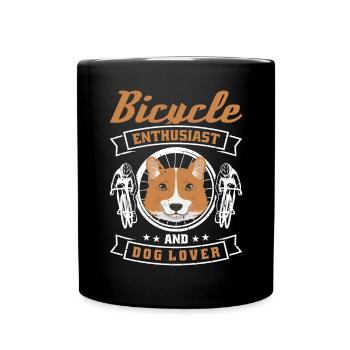 Bicycle enthusiast and dog lover - Full Colour Mug - black - Front
