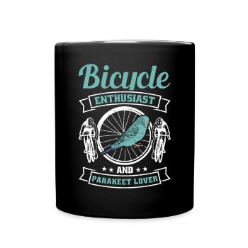 Passionné de vélo et amoureux des perruches - Mug uni - noir - Devant
