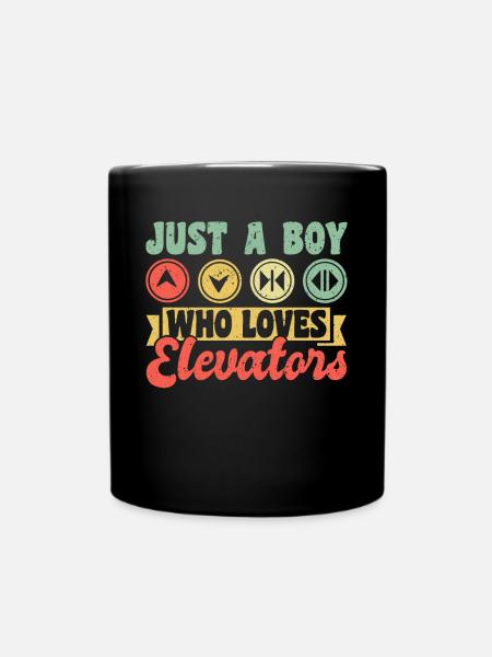 Just A Boy Who Loves Elevators Shirt Geschenk - Tasse einfarbig - Schwarz