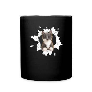 Cute Kitten Ripped Cats Cat Lovers - Full Colour Mug - black - Front