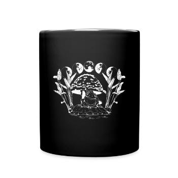 Cottagecore Aesthetic Frog Mushroom Moon Phase - Tasse einfarbig - Schwarz - Vorne