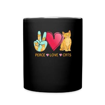 Peace Love Cats Peace Sign - Tasse einfarbig - Schwarz - Vorne