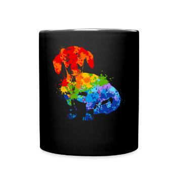 Dackel Splash Art Hund Tierliebhaber - Tasse einfarbig - Schwarz - Vorne