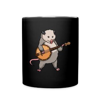 Opossum Animal Playing Banjo Banjo Player - Tasse einfarbig - Schwarz - Vorne