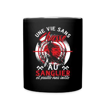 Cadeau Pour Chasseur Sanglier - Mug uni - noir - Devant