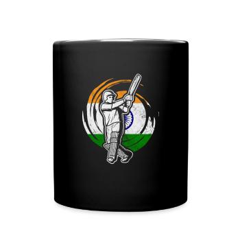 Cricket India Sport Cricket Bat Team Gift - Full Colour Mug - black - Front