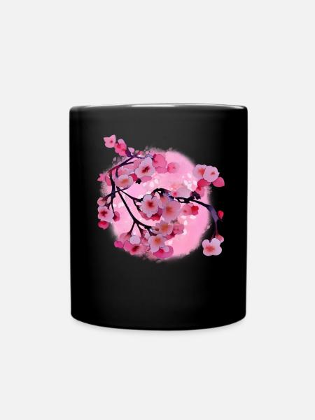 Japanische Kirschblüten Kunst - Tasse einfarbig - Schwarz