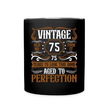 75th Birthday Vintage Retro - Full Colour Mug - black - Front