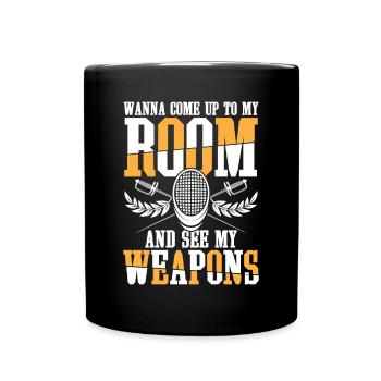 Wanna Come Up To My Room Fencing - Tasse einfarbig - Schwarz - Vorne