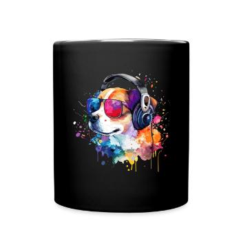 Süsser kleiner Gamer Hund Für Hundeliebhaber Bunt - Tasse einfarbig - Schwarz - Vorne