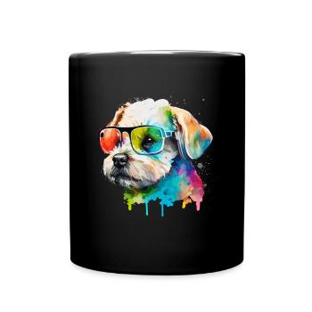 Süsser kleiner Gamer Hund Für Hundeliebhaber Bunt - Tasse einfarbig - Schwarz - Vorne