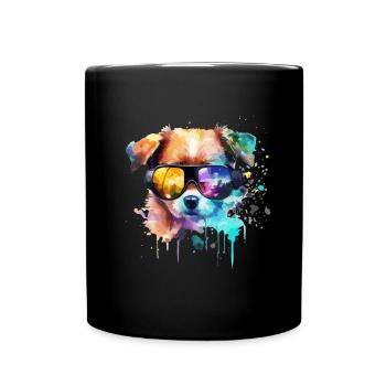 Süsser kleiner Gamer Hund Für Hundeliebhaber Bunt - Tasse einfarbig - Schwarz - Vorne