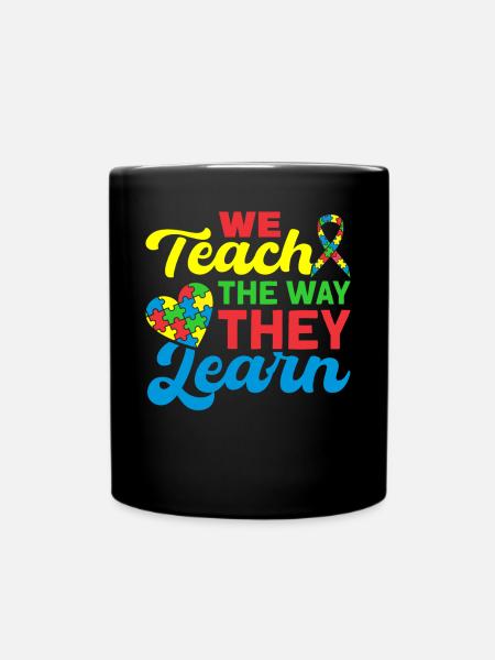 autism awareness school teaching proud teacher - Full Colour Mug - black