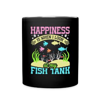 Le bonheur, c’est quand je regarde mon aquarium - Mug uni - noir - Devant
