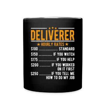 Deliverer hourly wage - Full Colour Mug - black - Front